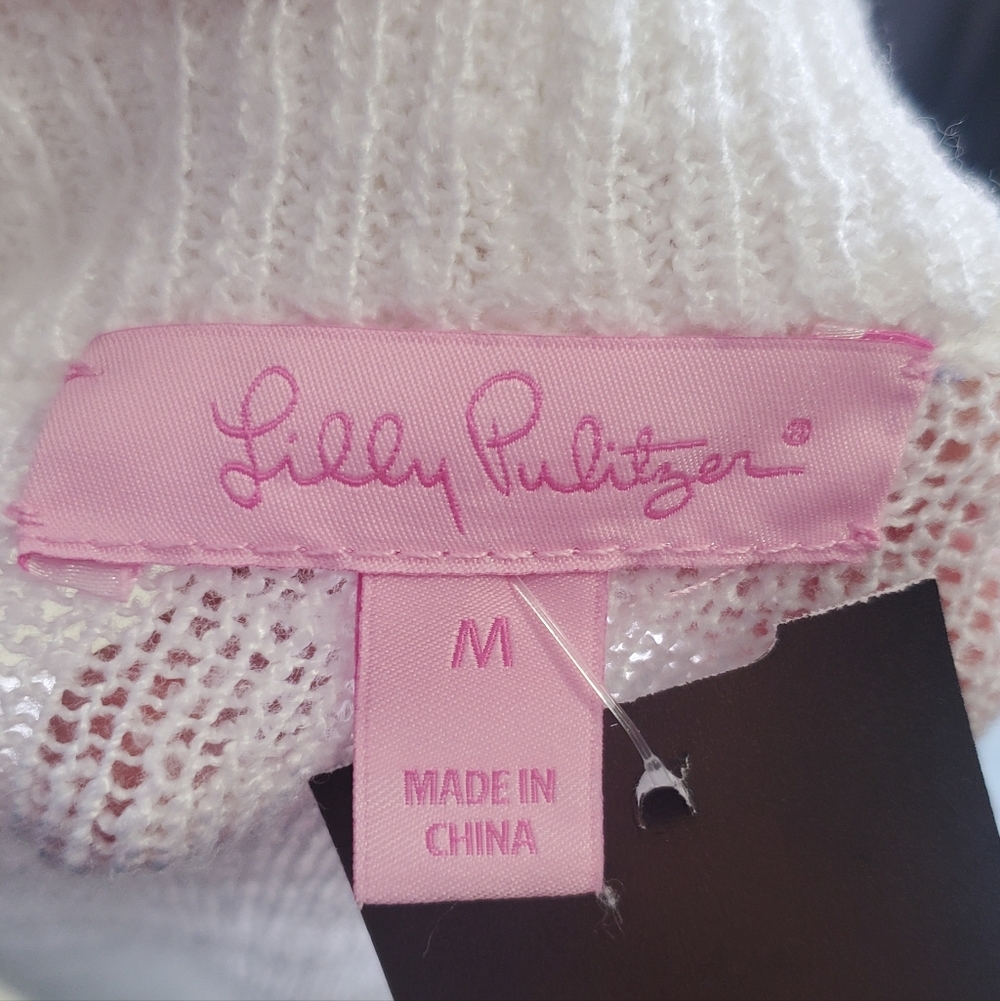 Lilly Pulitzer Cream Open-Front Cardigan, Shear - Picture 3 of 3